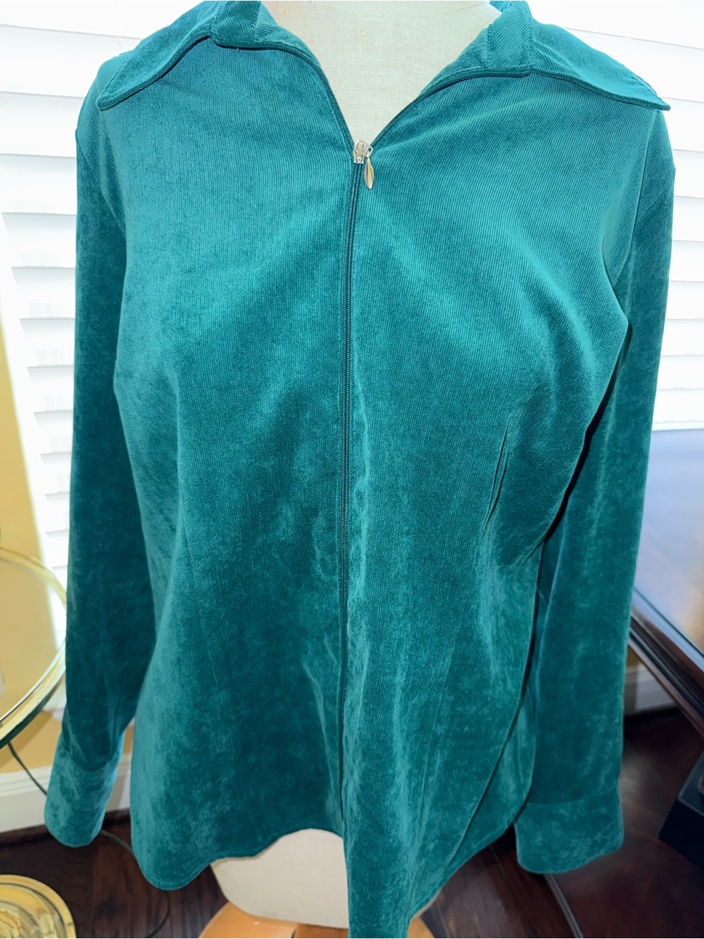Vintage Croft & Barrel Teal Corduroy Zip-Front Women's Jacket